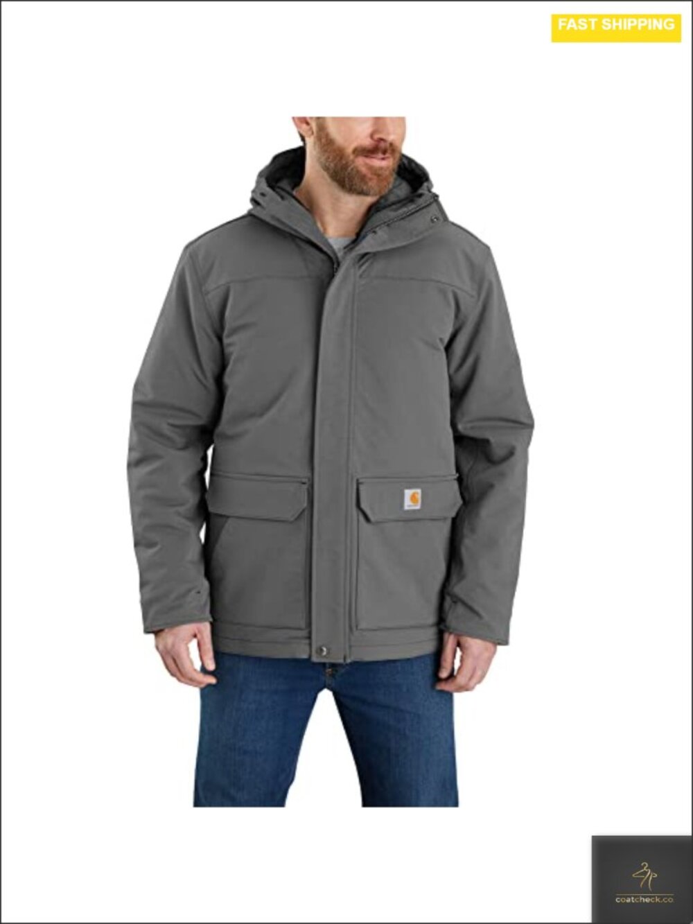 Men's Insulated Quilt-lined Traditional Coat Work Utility Outerwear Nylon